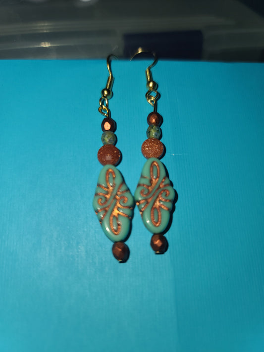 Turquoise and bronze dangles