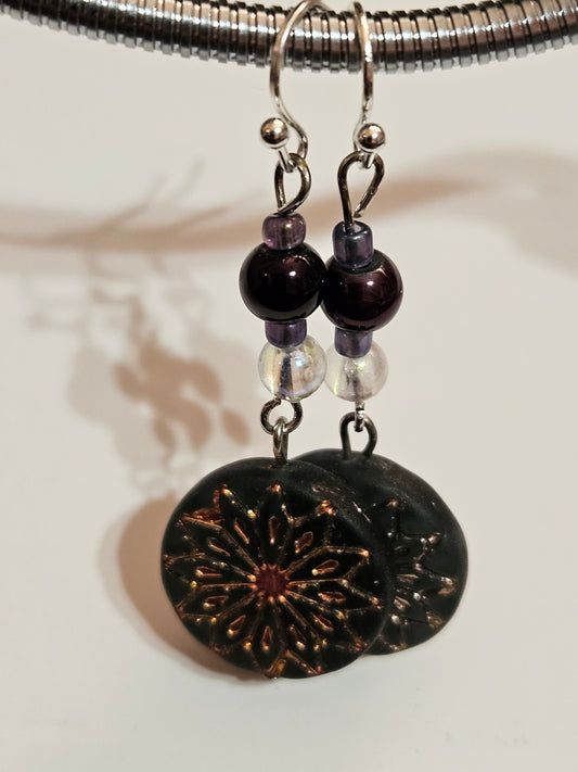 Dark purple drop earrings